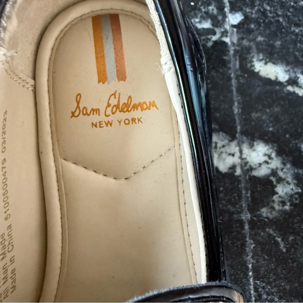 Sam Edelman Black and Gold Patent Dress Loafers Toddler Girl Size 11